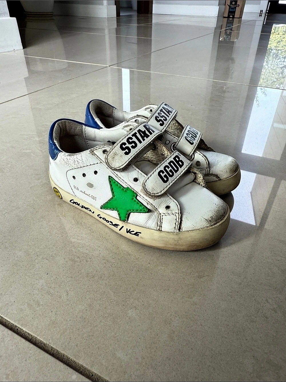 Golden Goose Super-Star Kids Sneakers White & Green